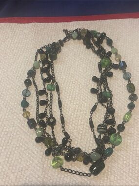 Lia Sophia Multi-Strand Black and Green Beaded Necklace
